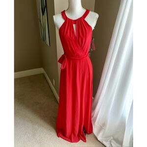 Vince Camuto Orange Pleated Tie Front Mini Dress